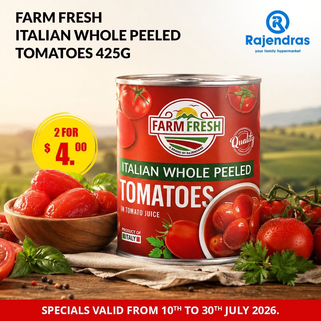 Farm Fresh Italian Whole Peeled Tomatoes 425G