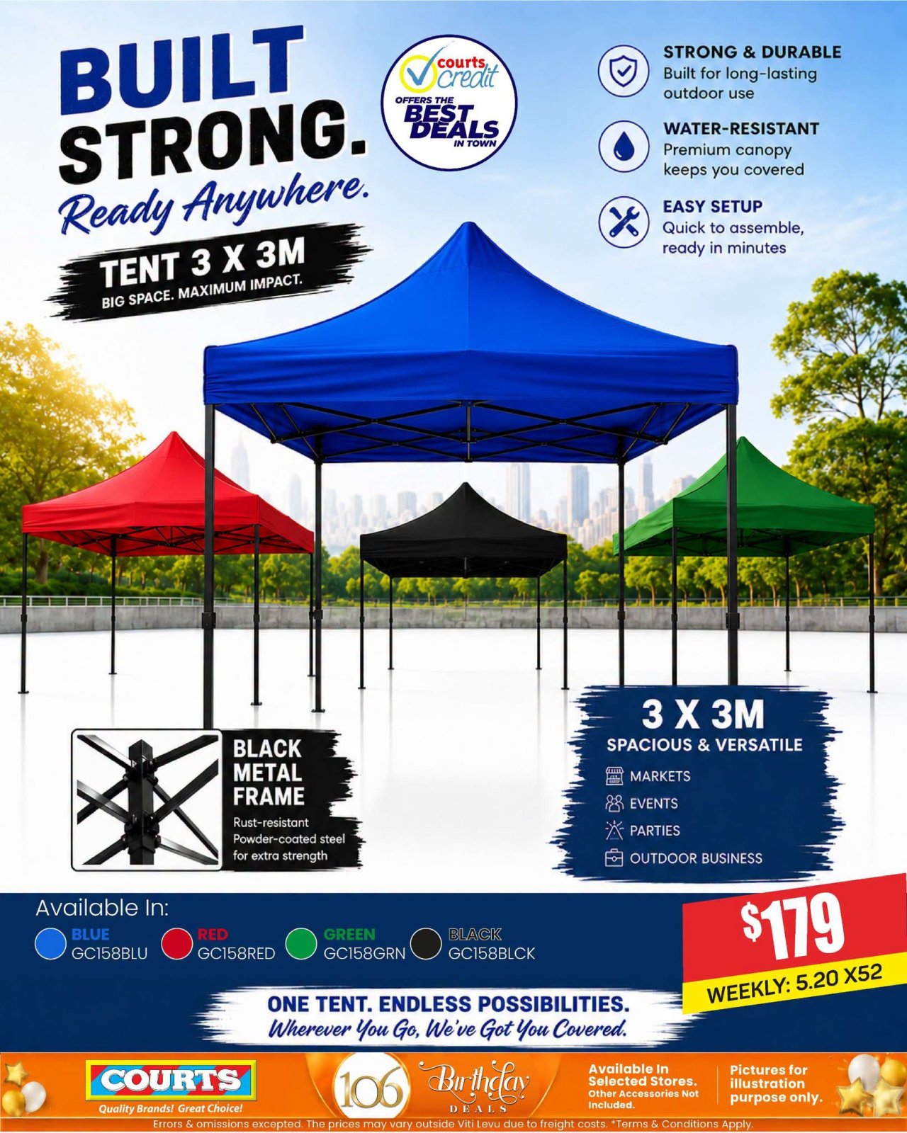 3x3M Popup Tent – Blue