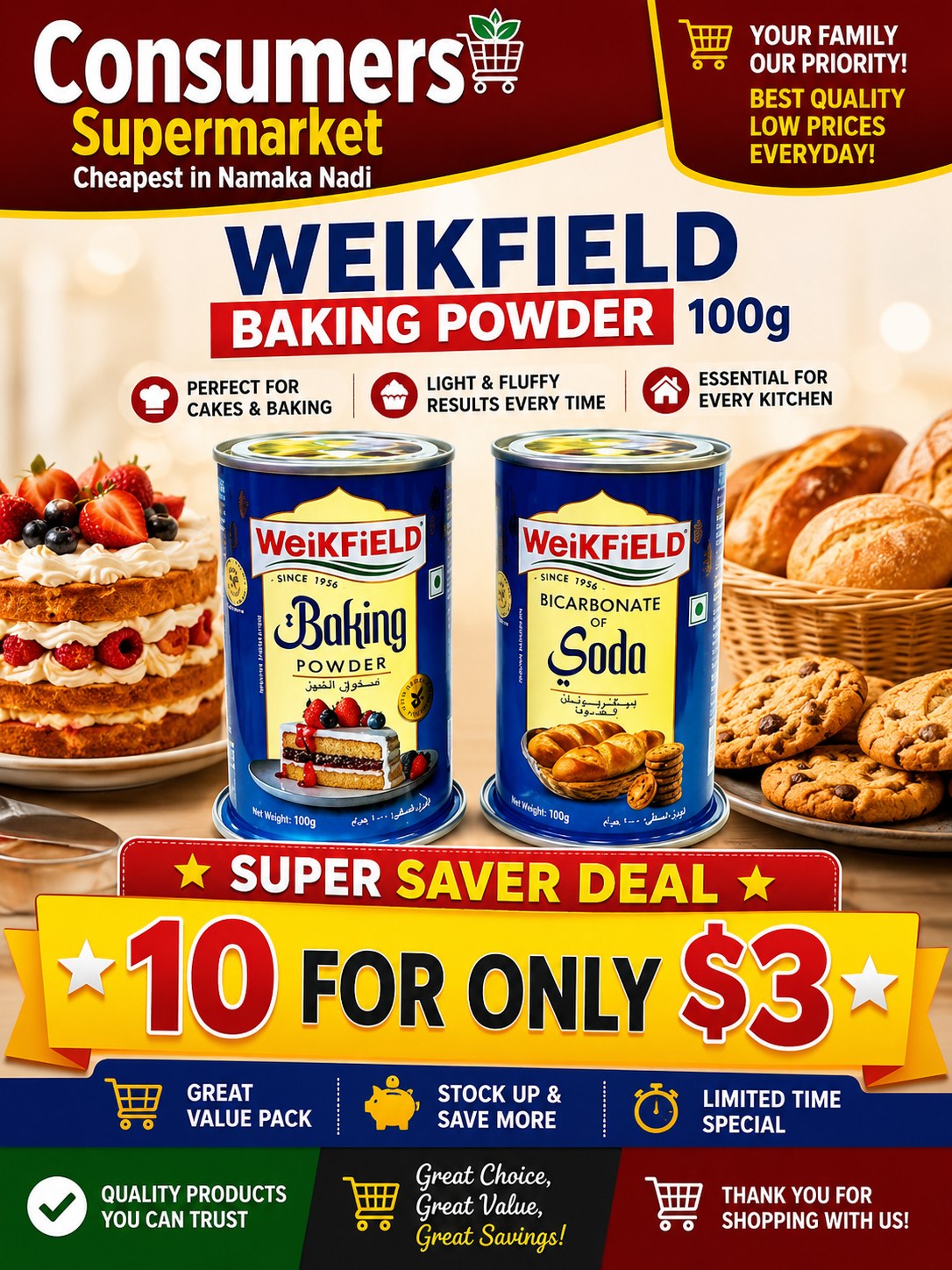 Weikfield Baking Powder — 10 for $3 Super Saver Deal