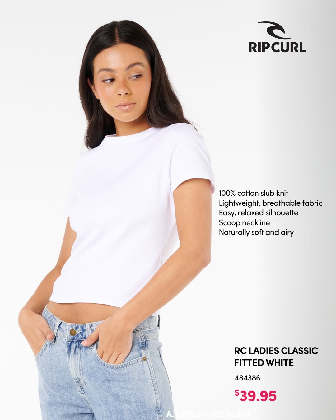 RC Ladies Classic Fitted White T-Shirt
