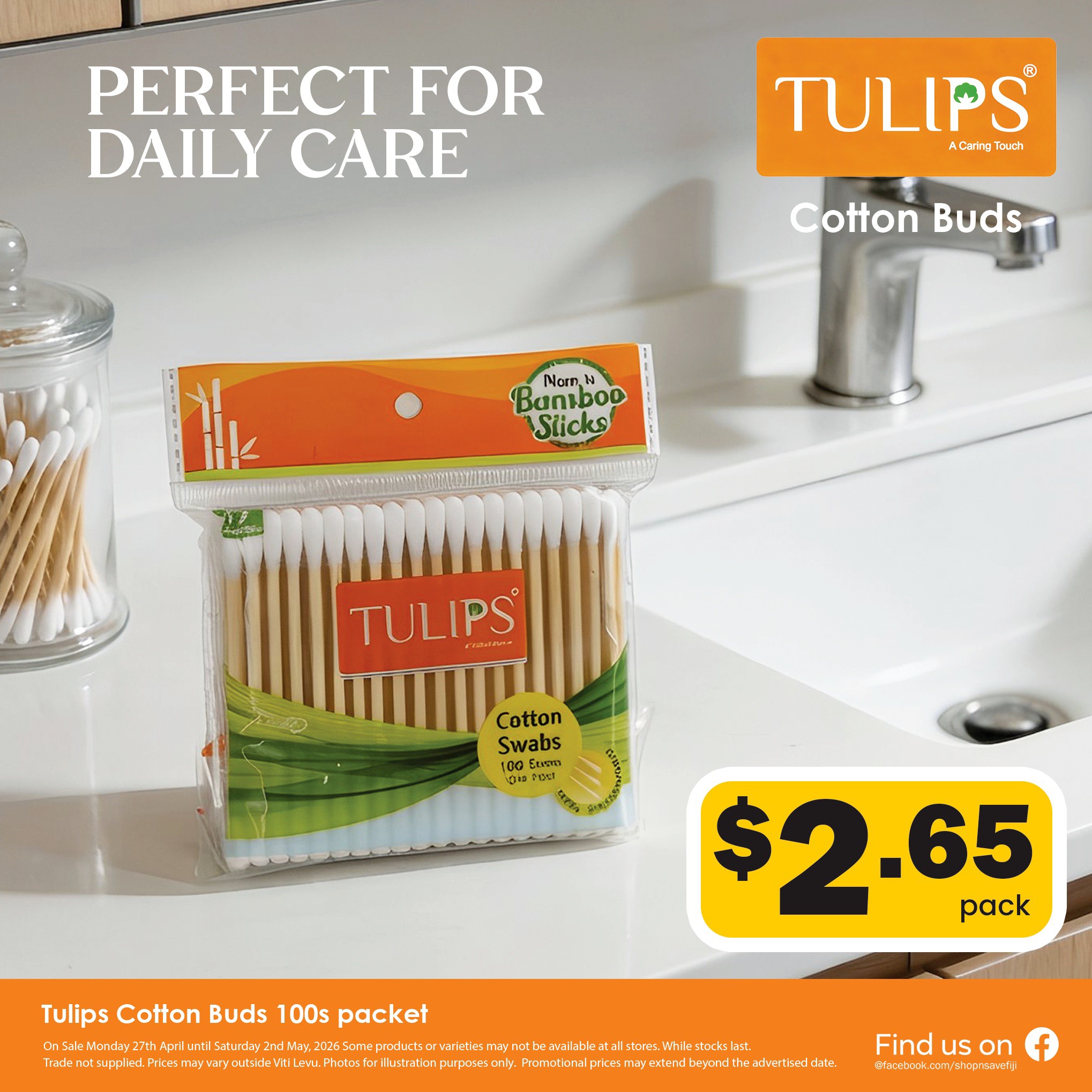Tulips Cotton Buds 100s Packet