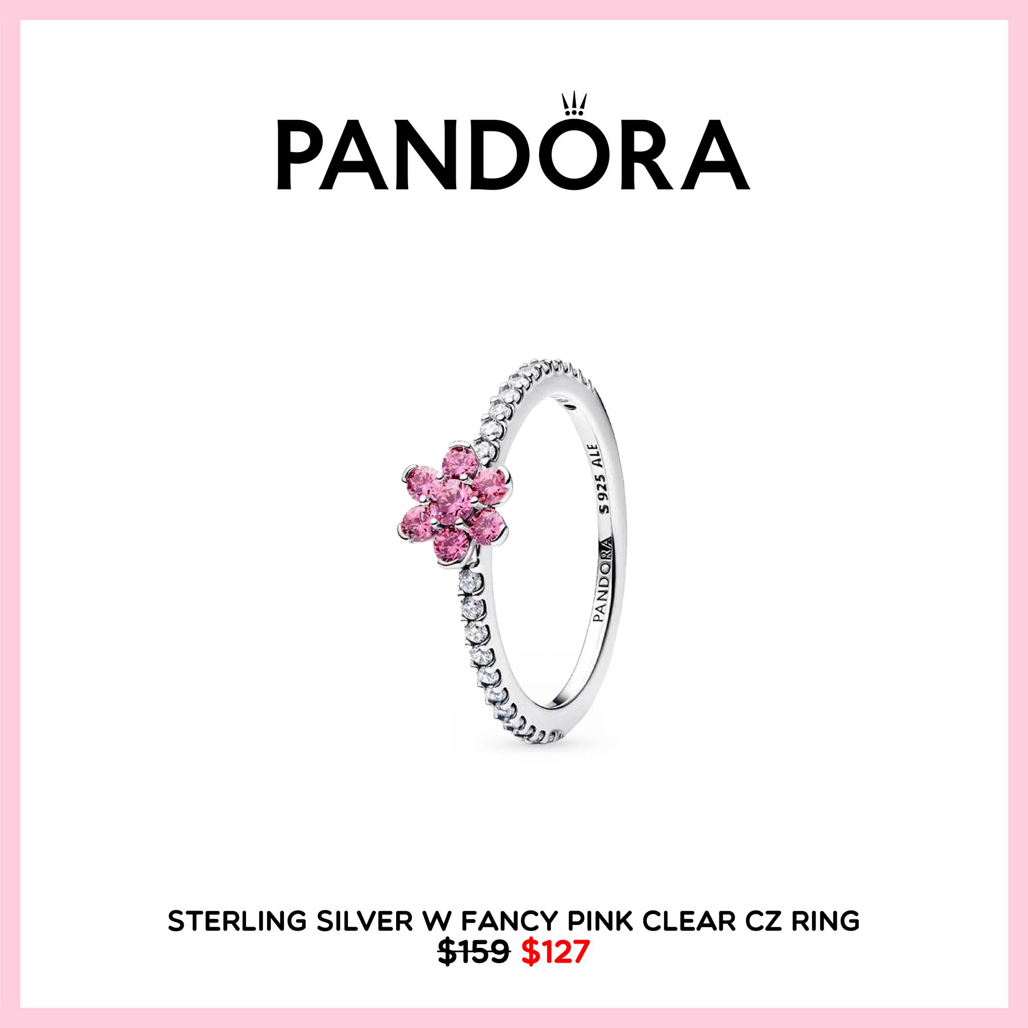 Sterling Silver W Fancy Pink Clear CZ Ring