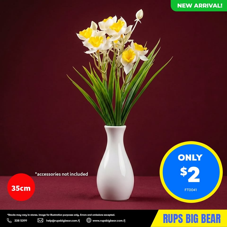 Yellow & White Daffodil Flowers in White Vase