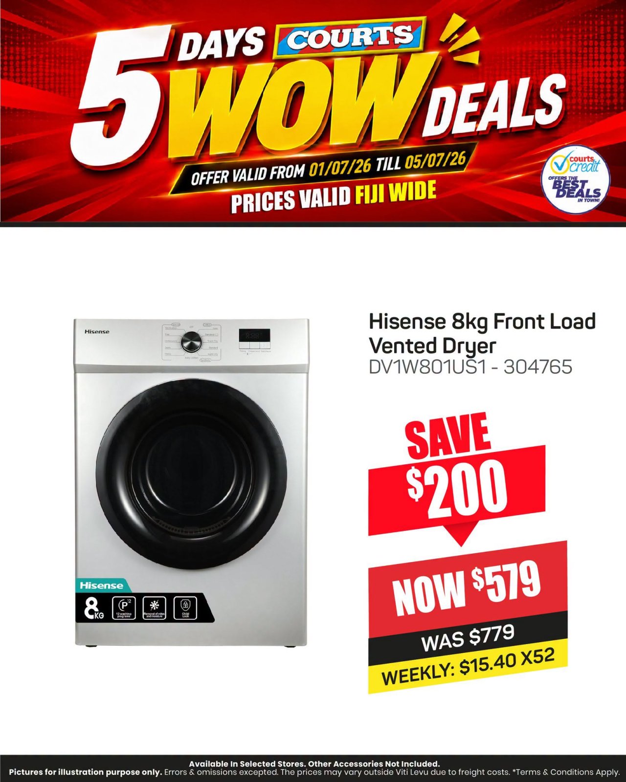 Hisense 8kg Front Load Vented Dryer