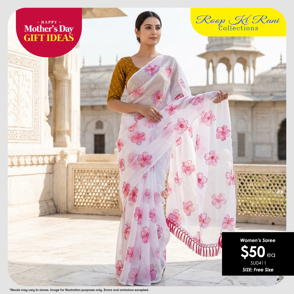 Women's Saree - Pink Floral Print