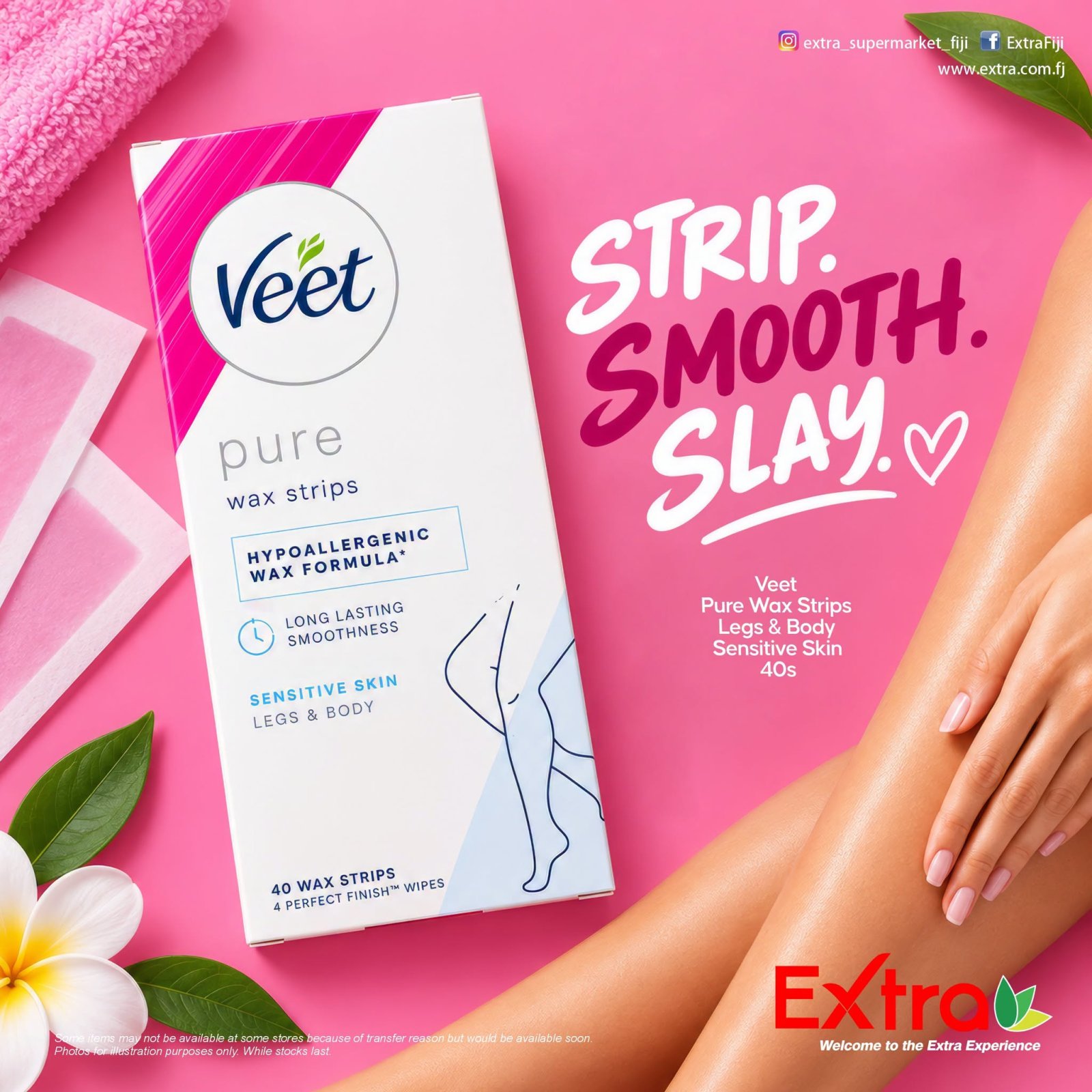 Veet Pure Sensitive Skin Wax Strips Legs & Body 40's
