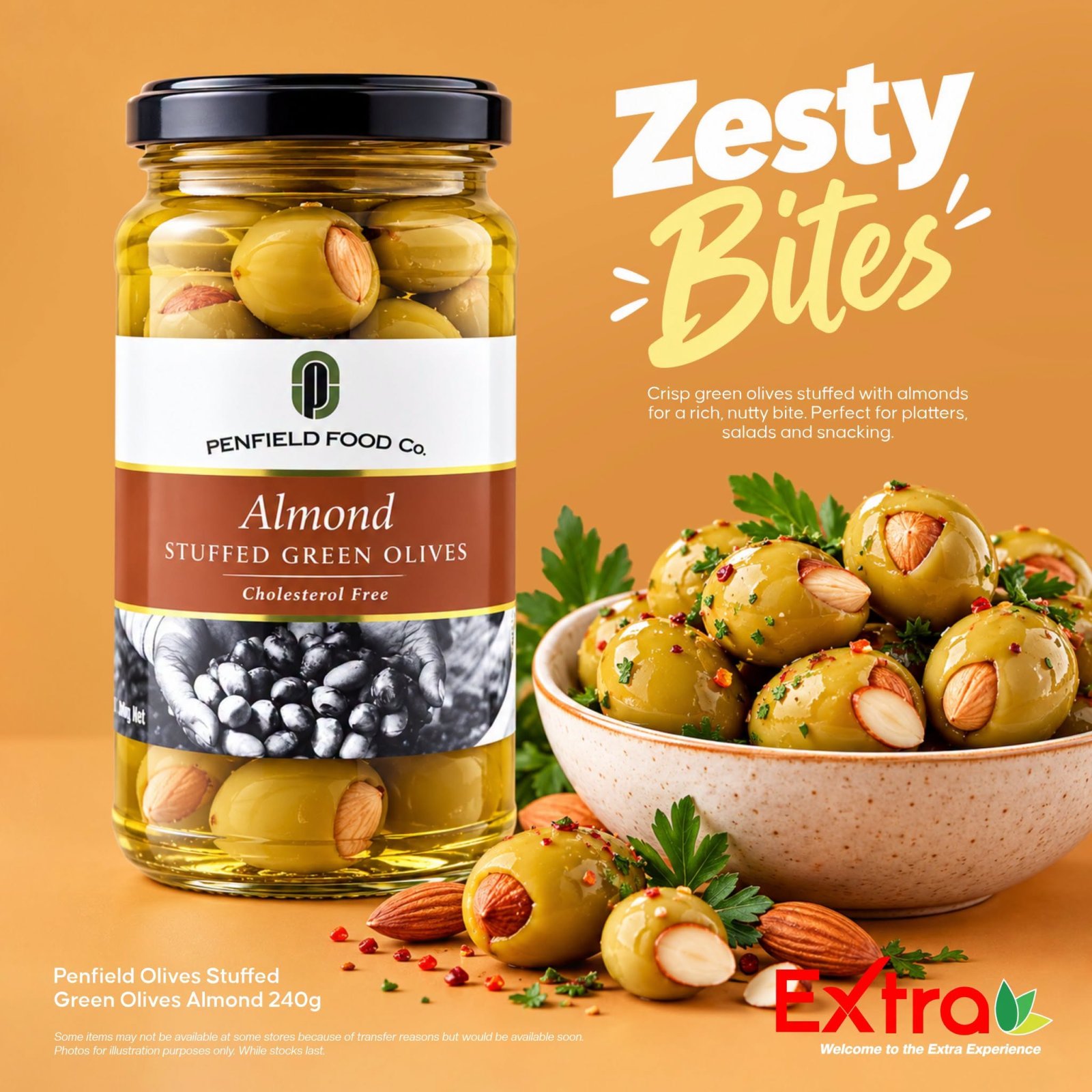 Penfield Almond Stuffed Green Olives 240g