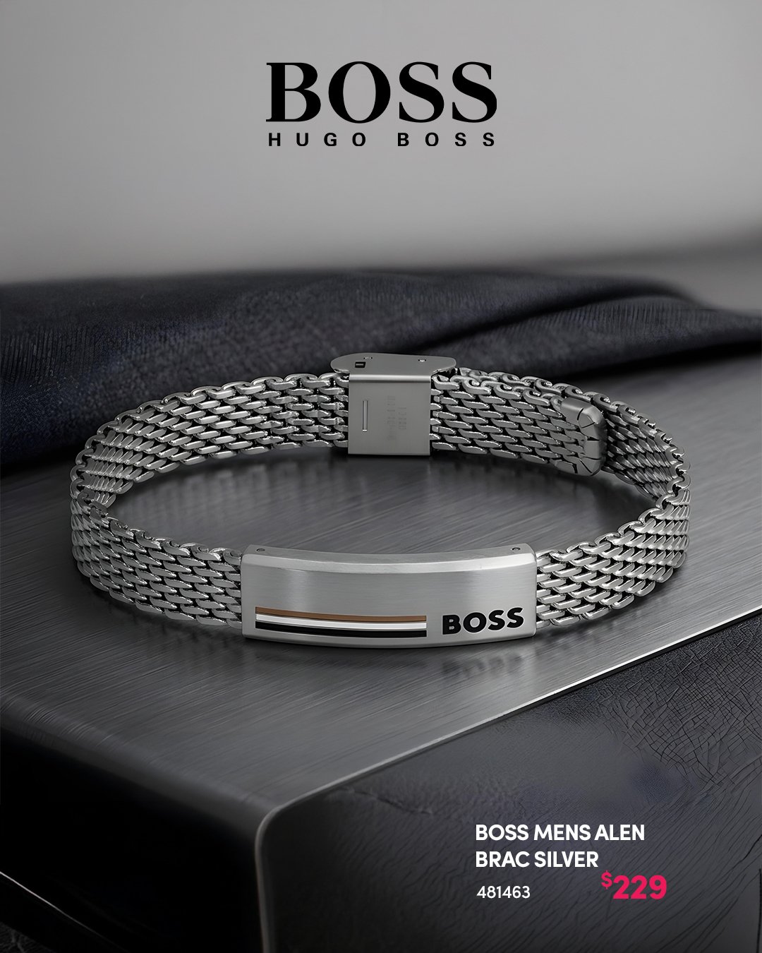 Boss Mens Alen Silver Bracelet