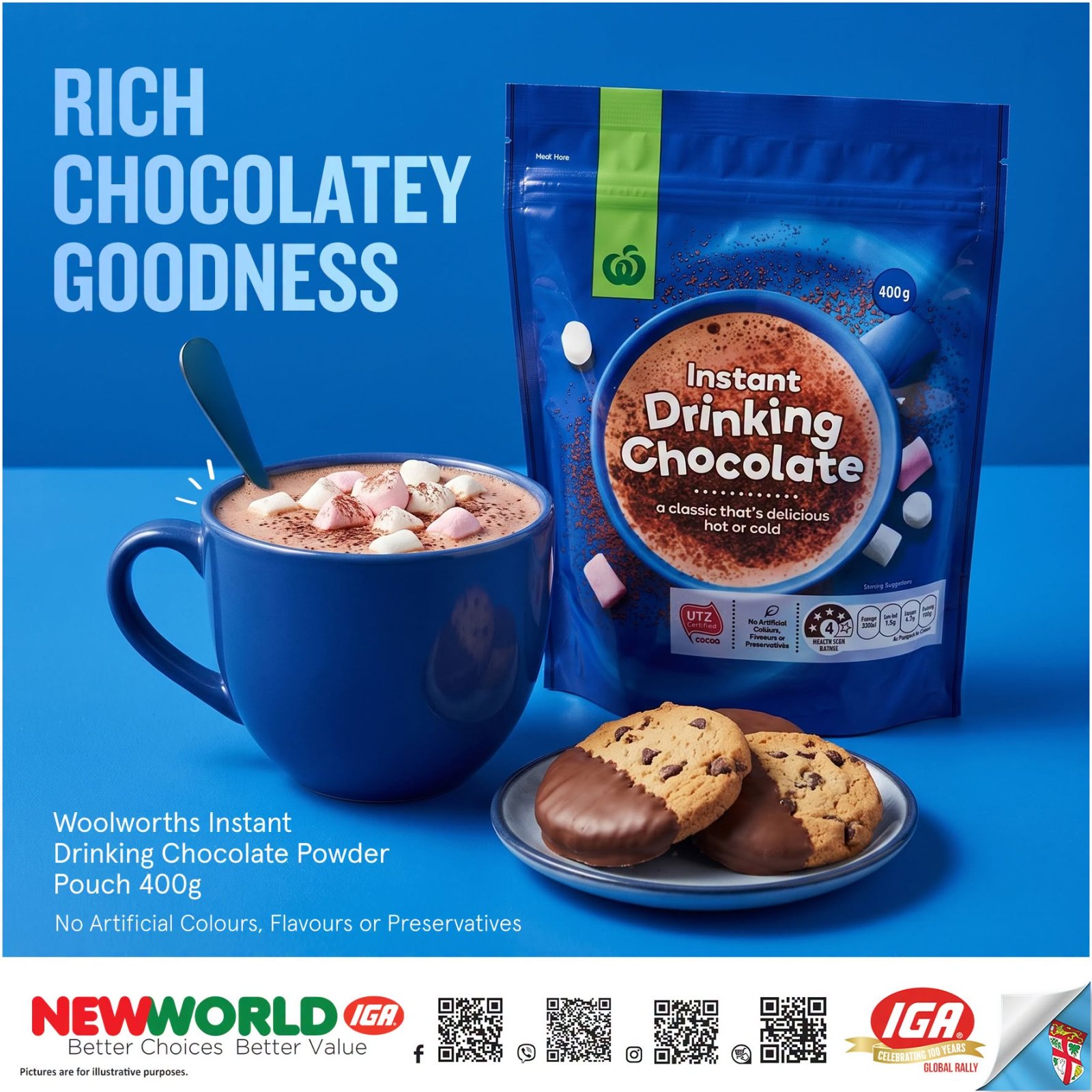 Woolworths Instant Drinking Chocolate Powder Pouch 400g