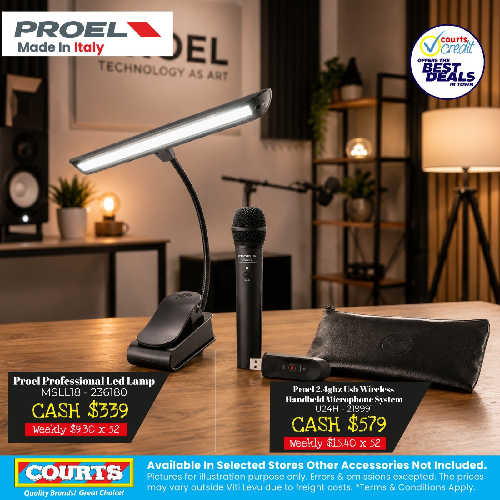 Proel Professional LED Lamp & Wireless Microphone