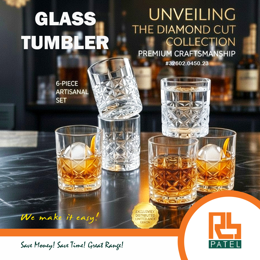 Glass Tumbler Diamond Cut Collection 6-Piece Set