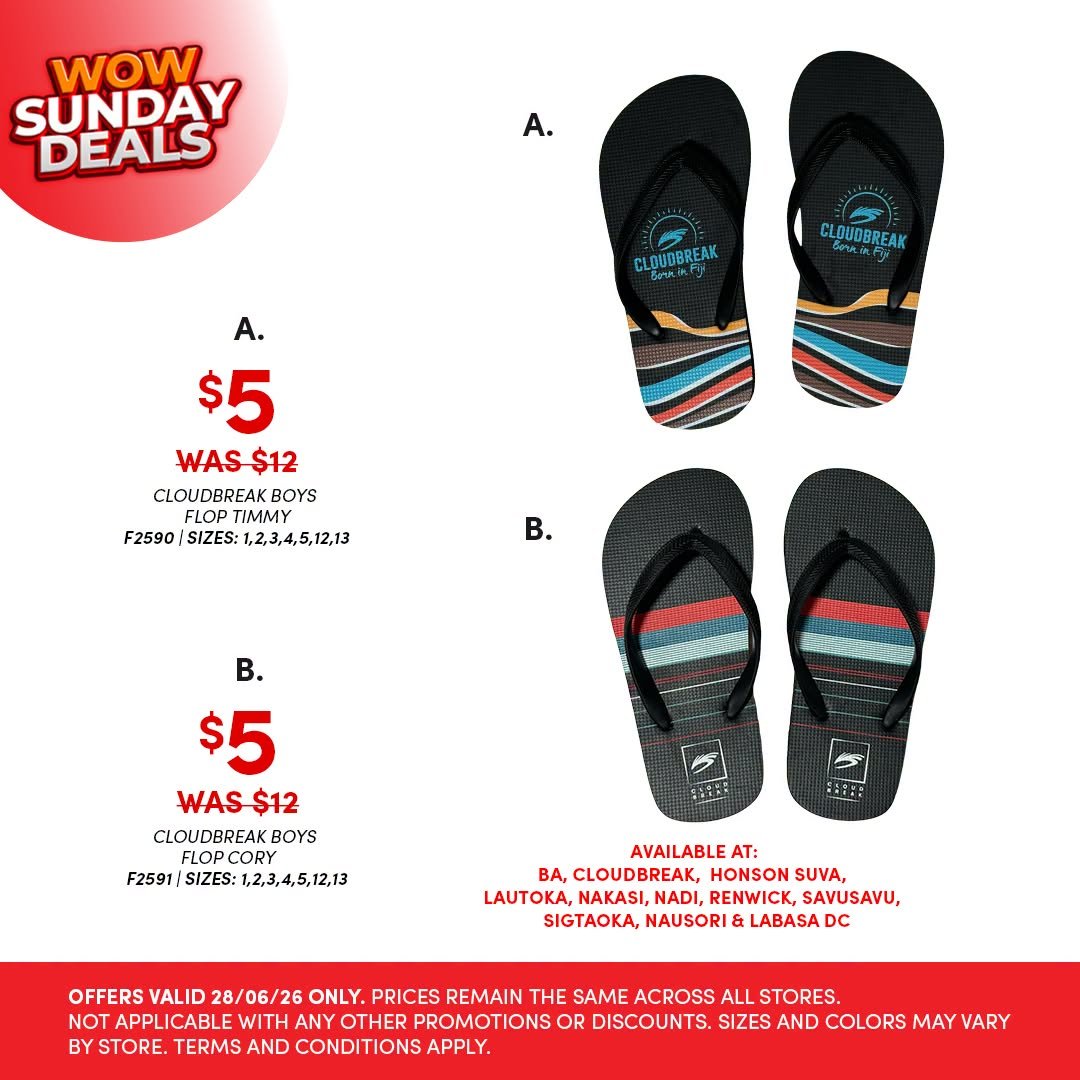 WOW Sunday Deals - Cloudbreak Boys Flops