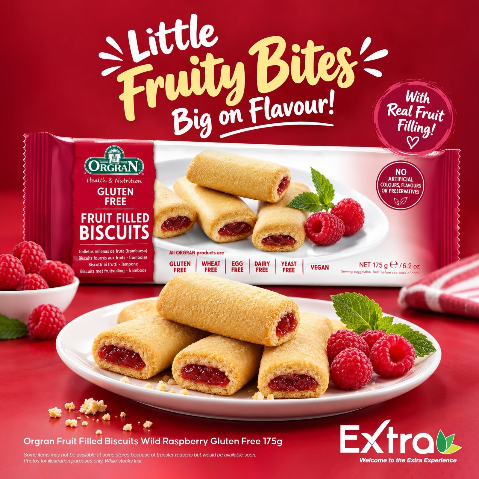 Orgran Fruit Filled Biscuits Wild Raspberry 175g