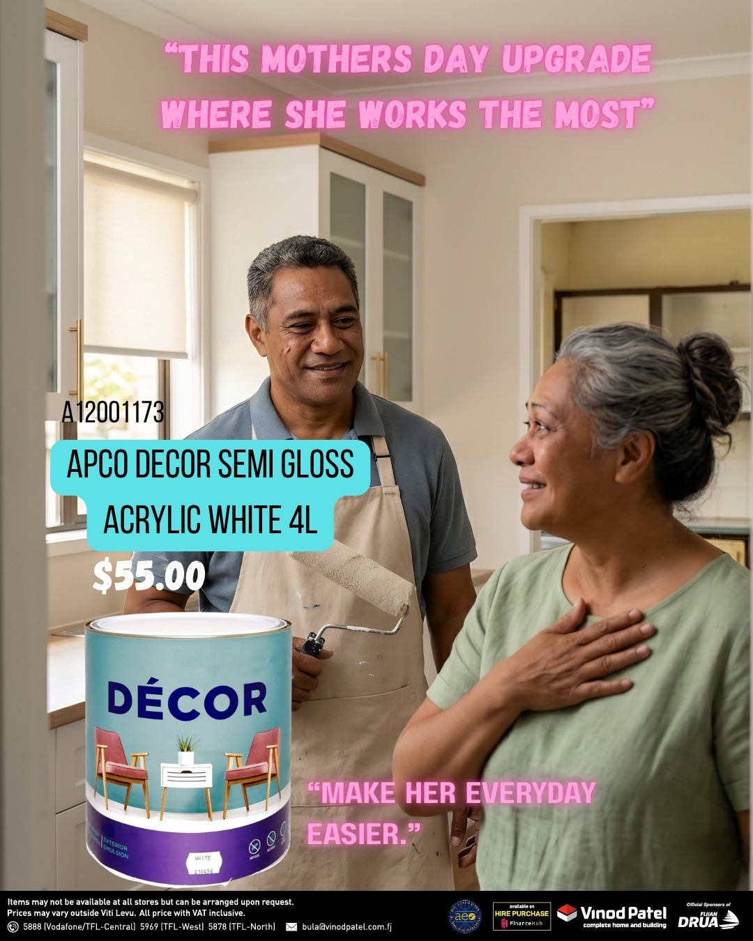APCO Decor Semi Gloss Acrylic White 4L