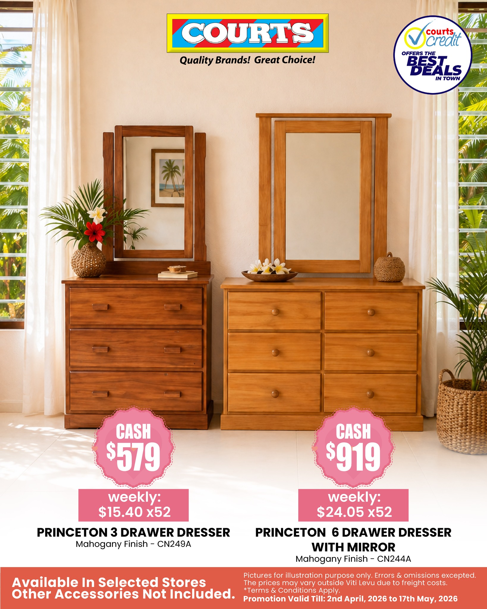 Princeton Mahogany Dressers with Mirror - Page 1