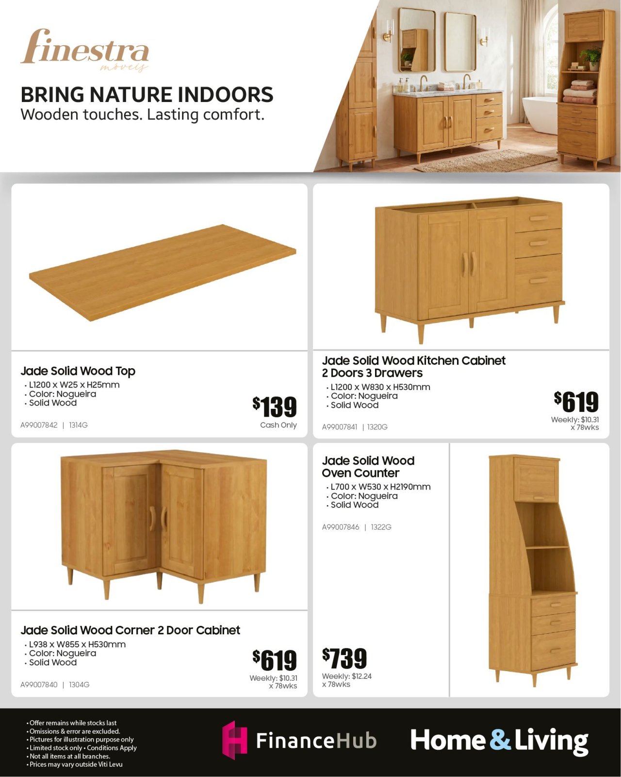 Finestra Jade Solid Wood Bathroom & Kitchen Furniture