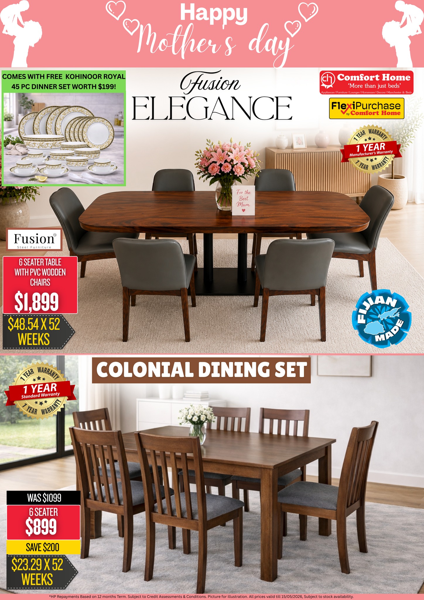 Mother's Day Dining Sets with Free Dinner Service - Page 1