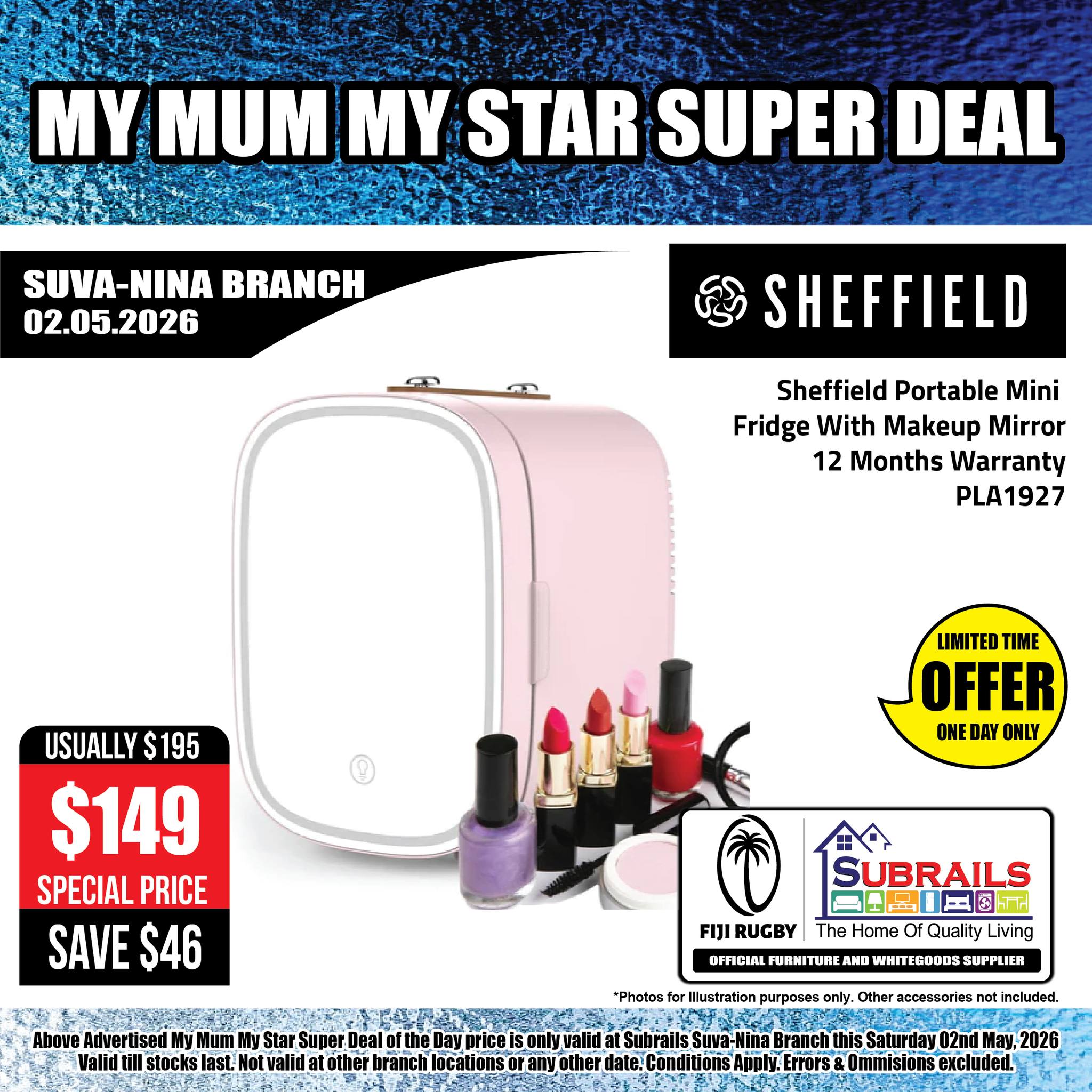 Sheffield Portable Mini Fridge With Makeup Mirror