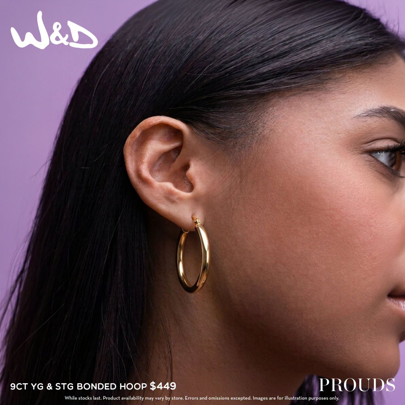 9CT YG & STG Bonded Hoop Earrings