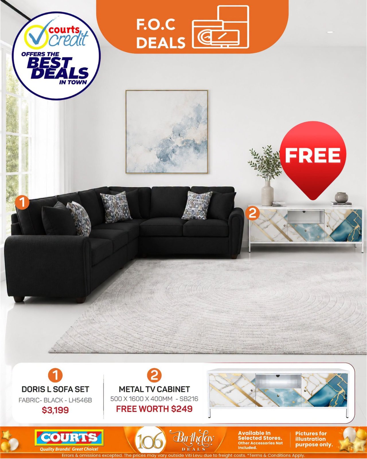 Doris L Sofa Set – Free TV Cabinet