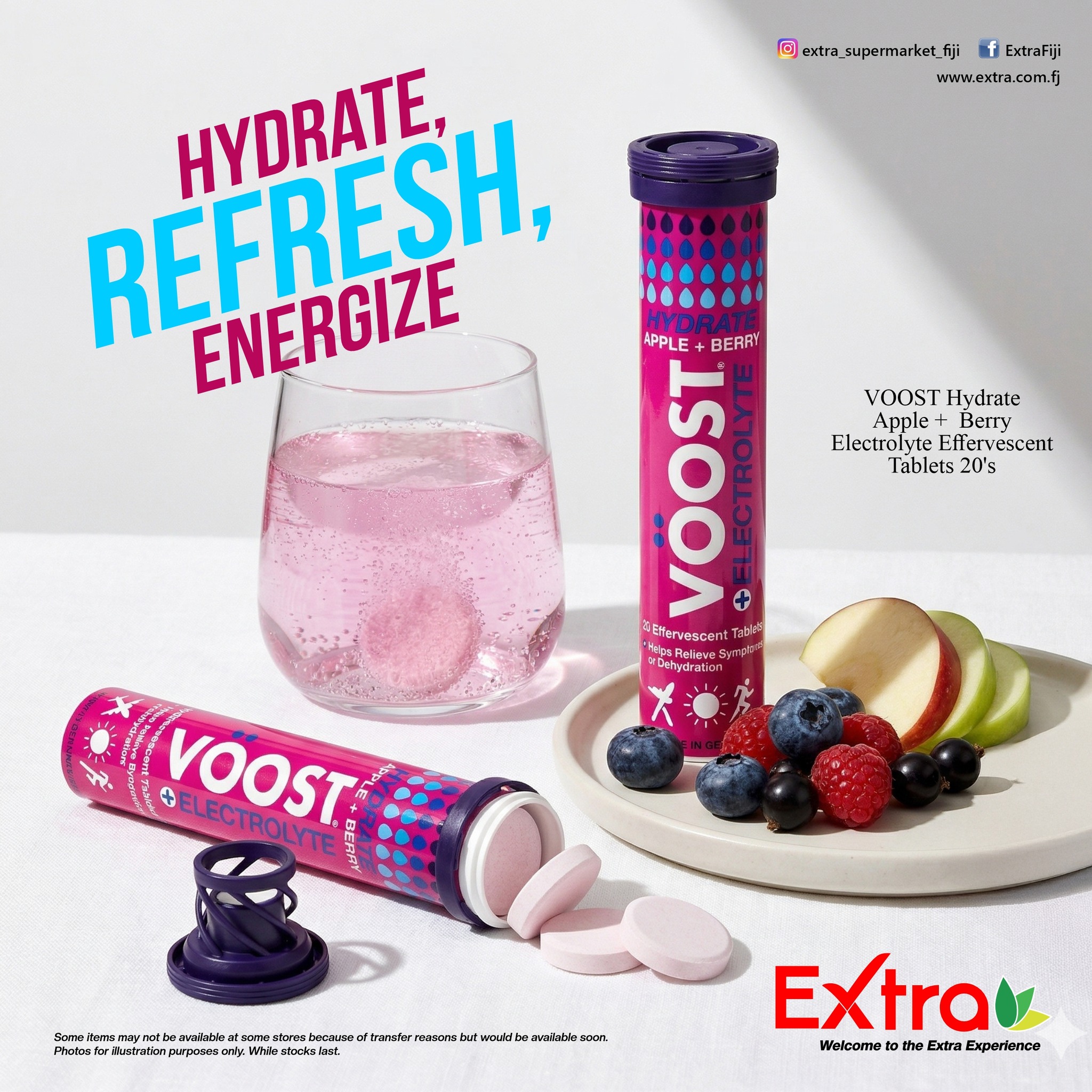 VOOST Hydrate Apple + Berry Effervescent Tablets 20's - $15.95pack