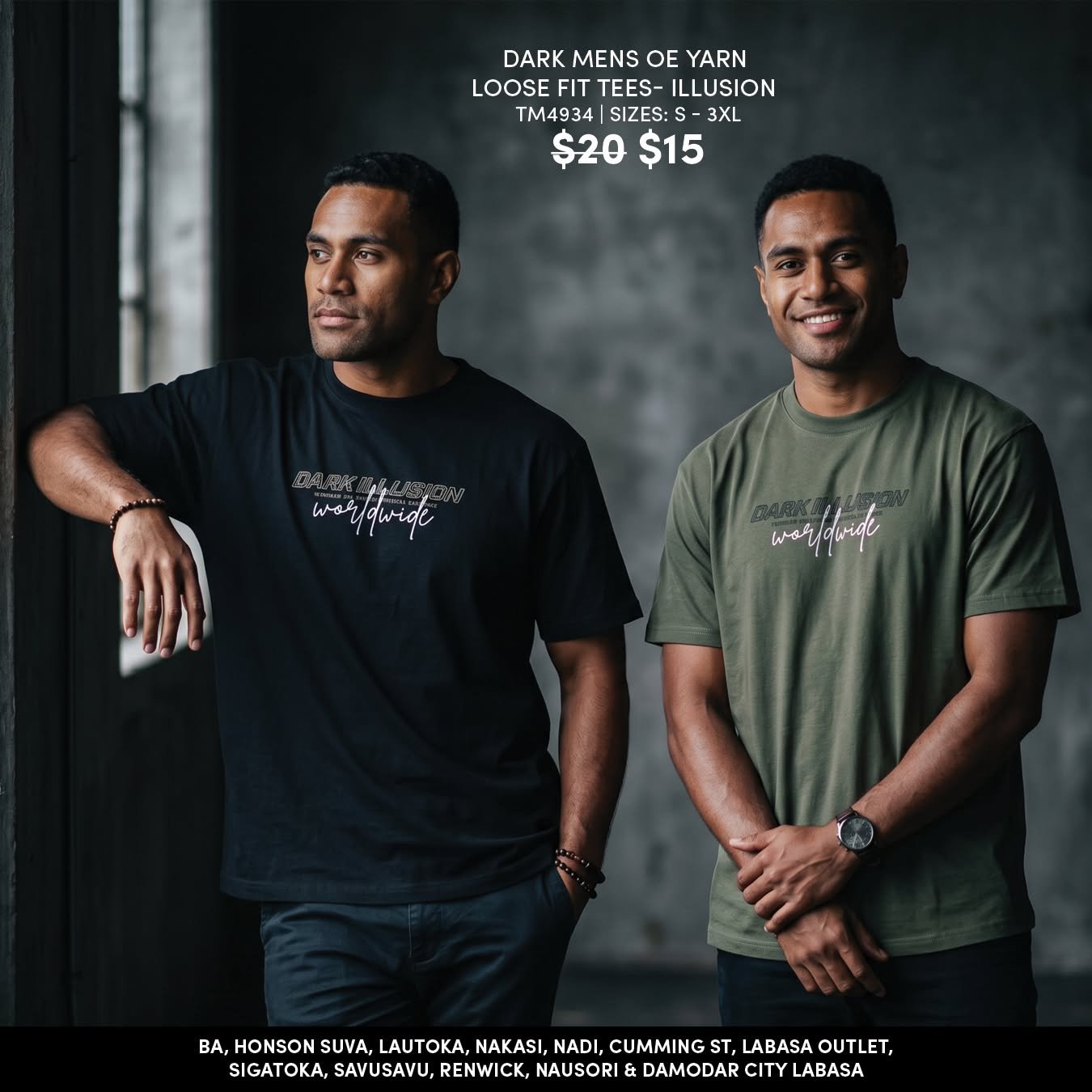 Dark Mens OE Yarn Loose Fit Tees - Illusion