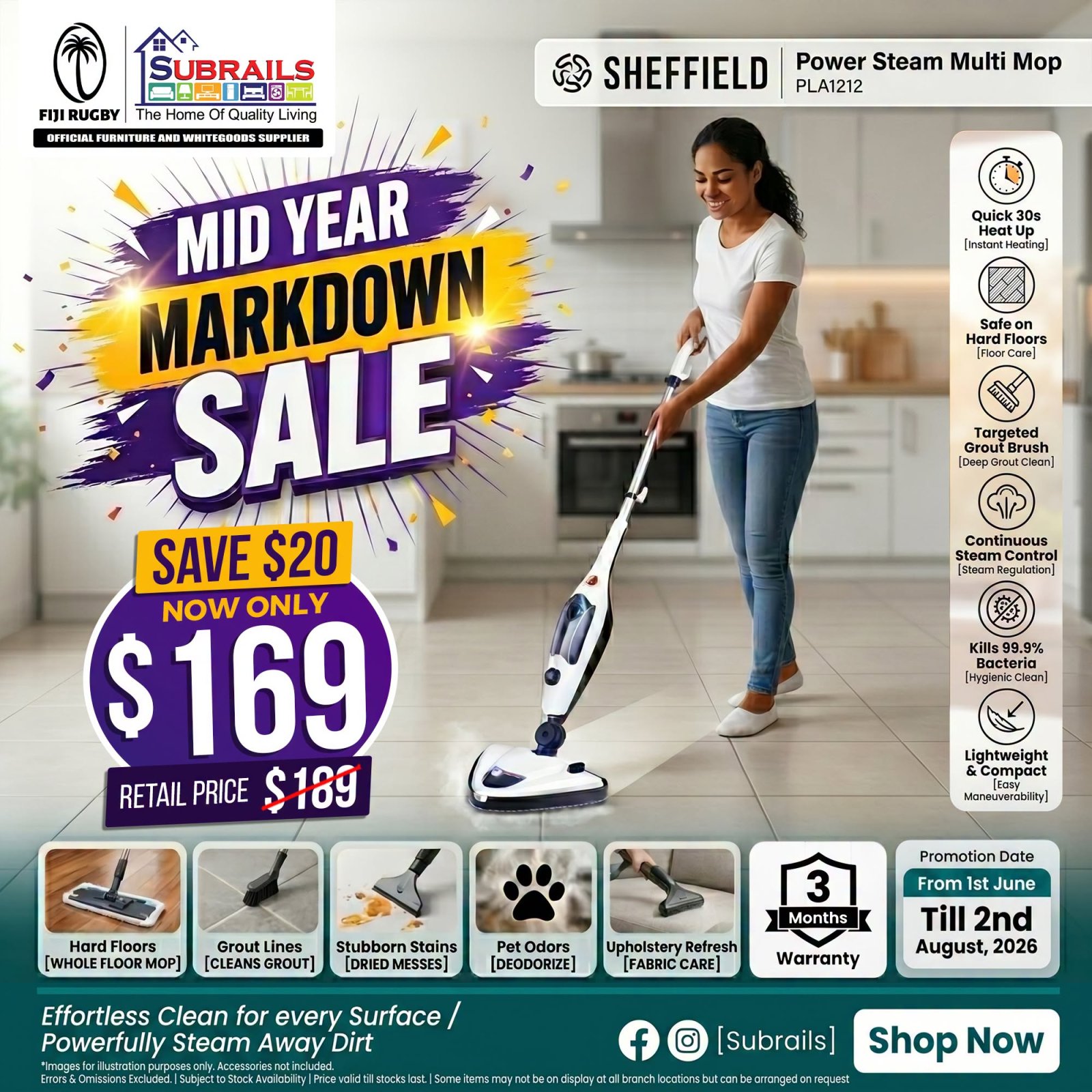 Sheffield Power Steam Multi Mop PLA1212