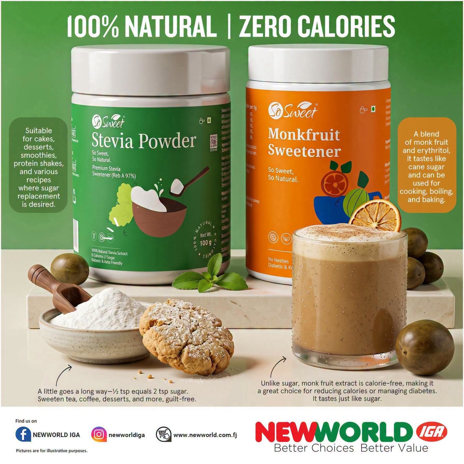So Sweet Stevia Powder & Monkfruit Sweetener