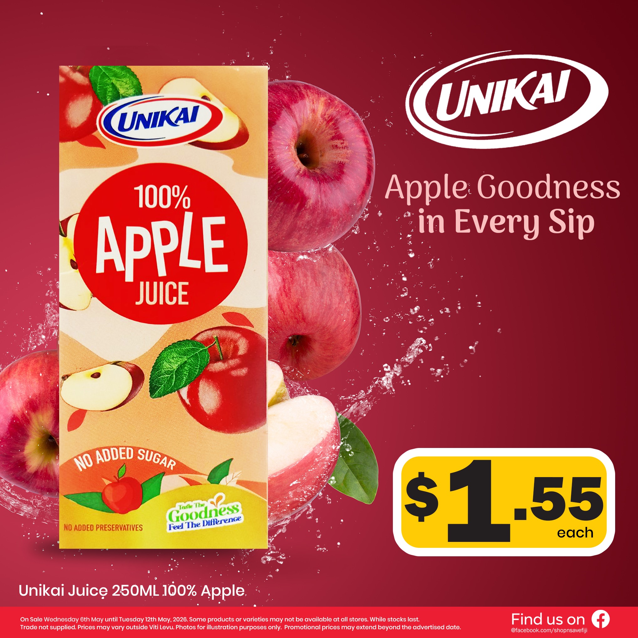 Unikai 100% Apple Juice 250ML