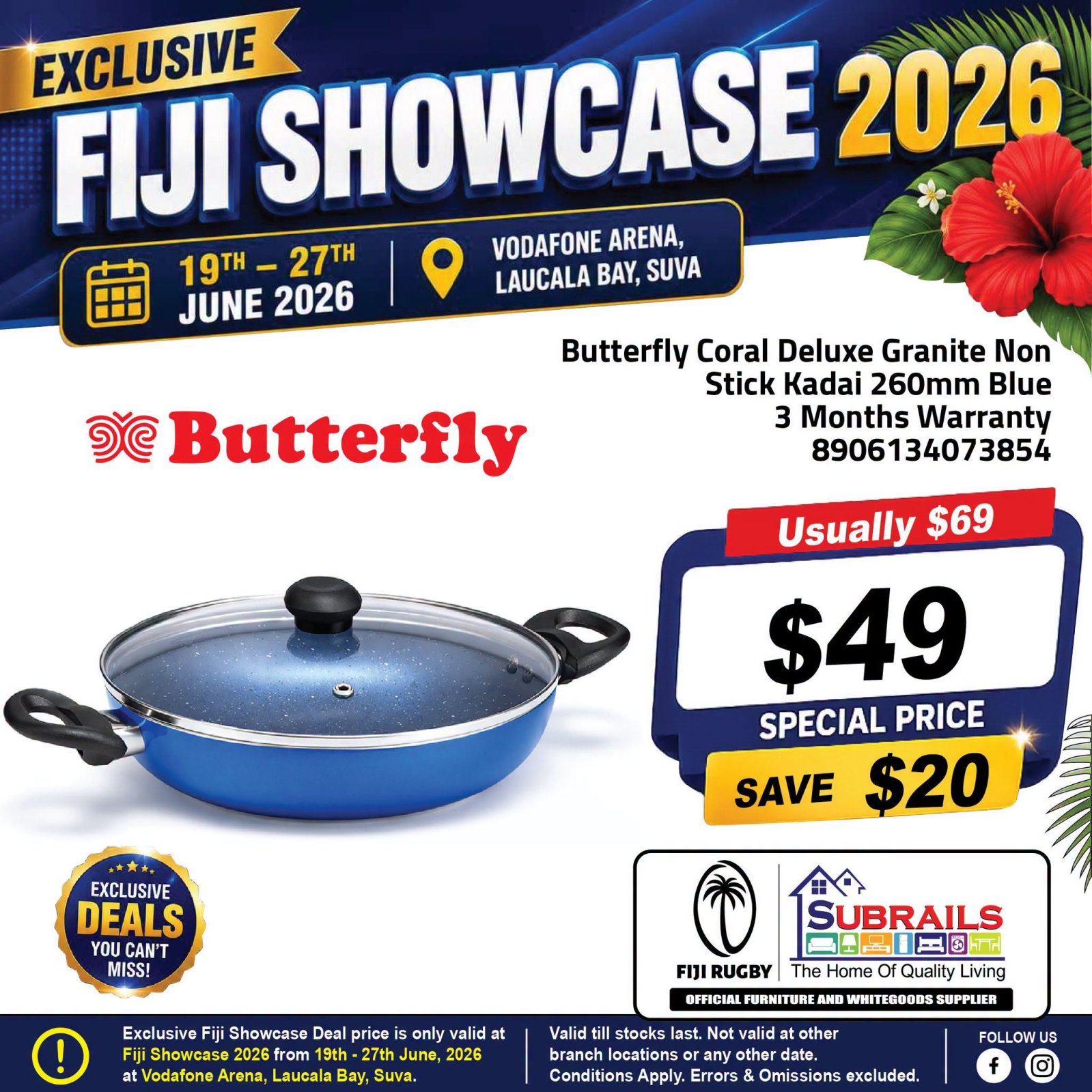 Butterfly Coral Deluxe Granite Non Stick Kadai 260mm