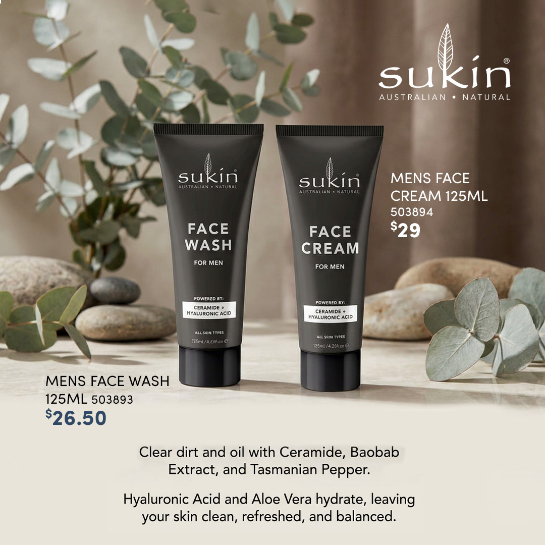 Sukin Men Face Wash & Face Cream