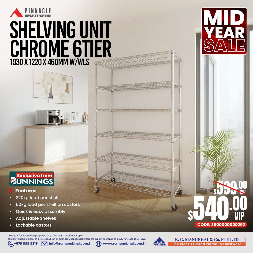 Shelving Unit Chrome 6 Tier