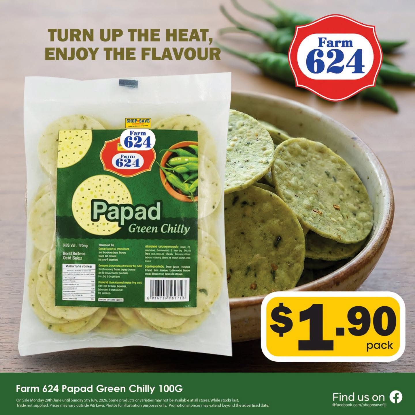 Farm 624 Papad Green Chilly 100G