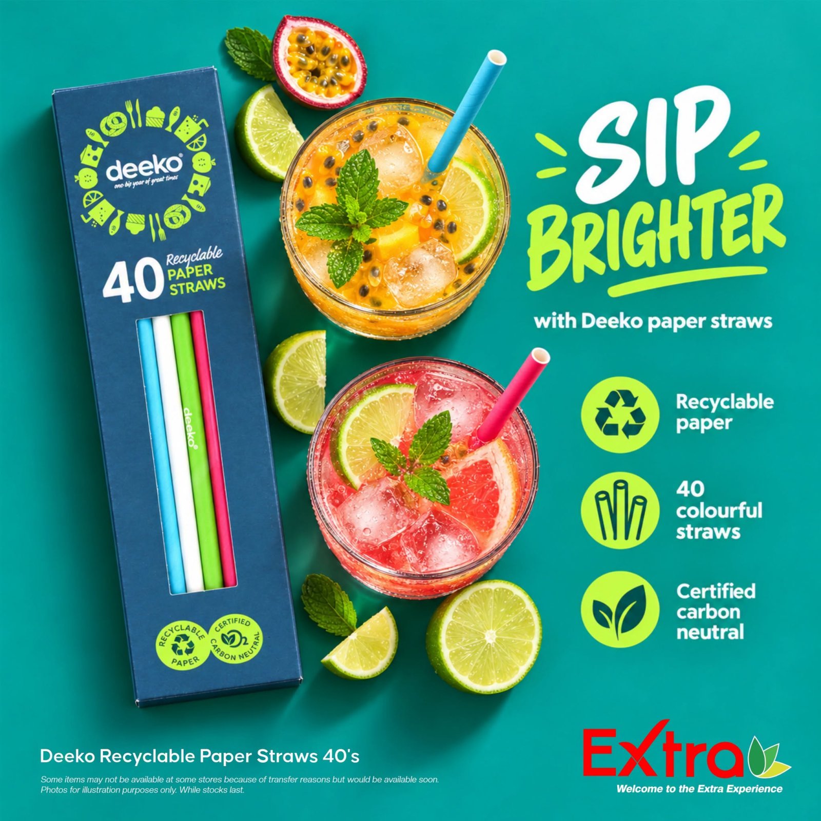 Deeko Recyclable Paper Straws 40's