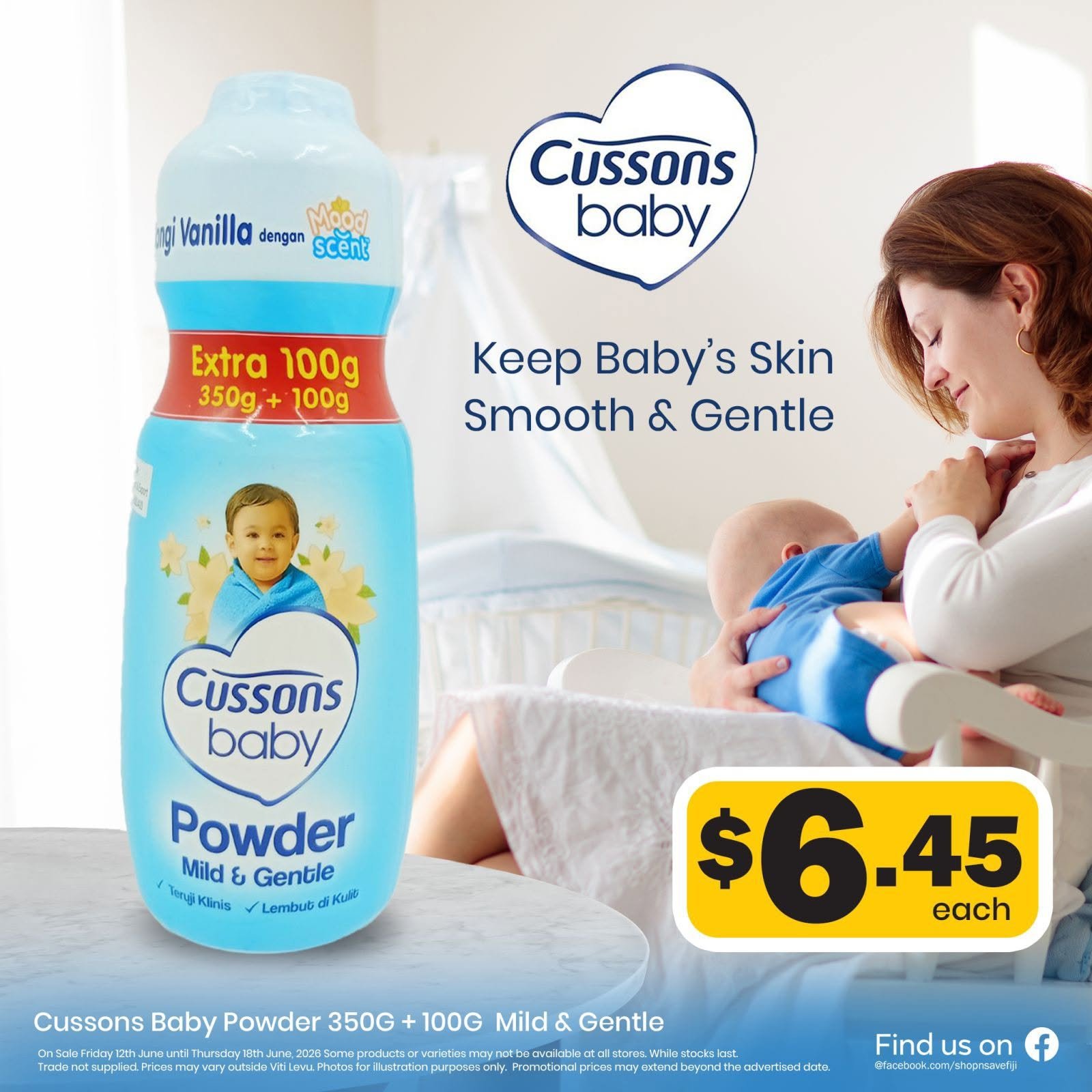 Cussons Baby Powder 350G + 100G Mild & Gentle