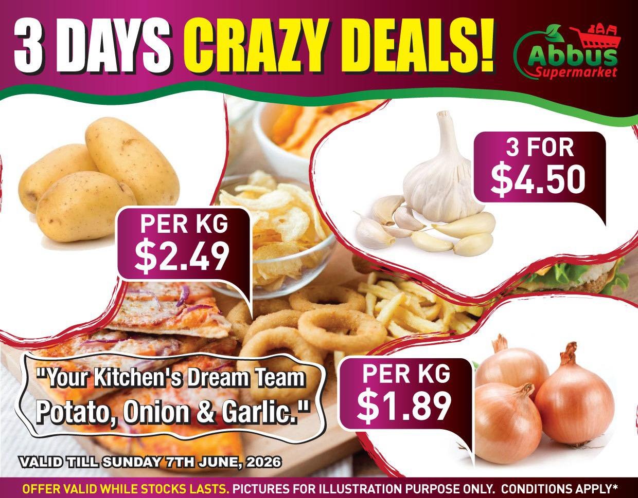 3 Days Crazy Deals - Potato, Onion & Garlic