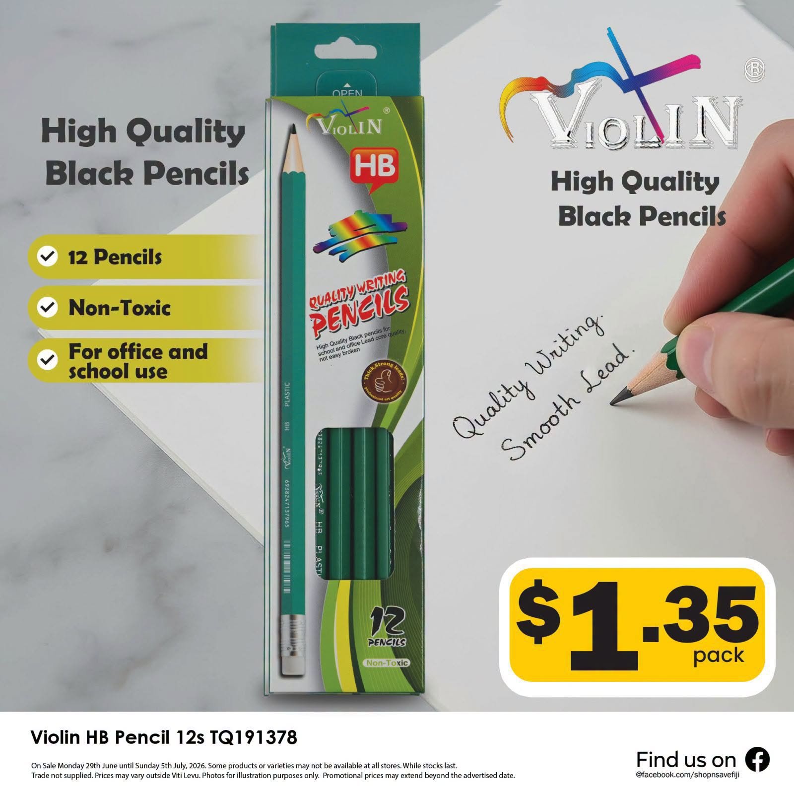 Violin HB Pencil 12s Quality Writing Pencils - Page 1