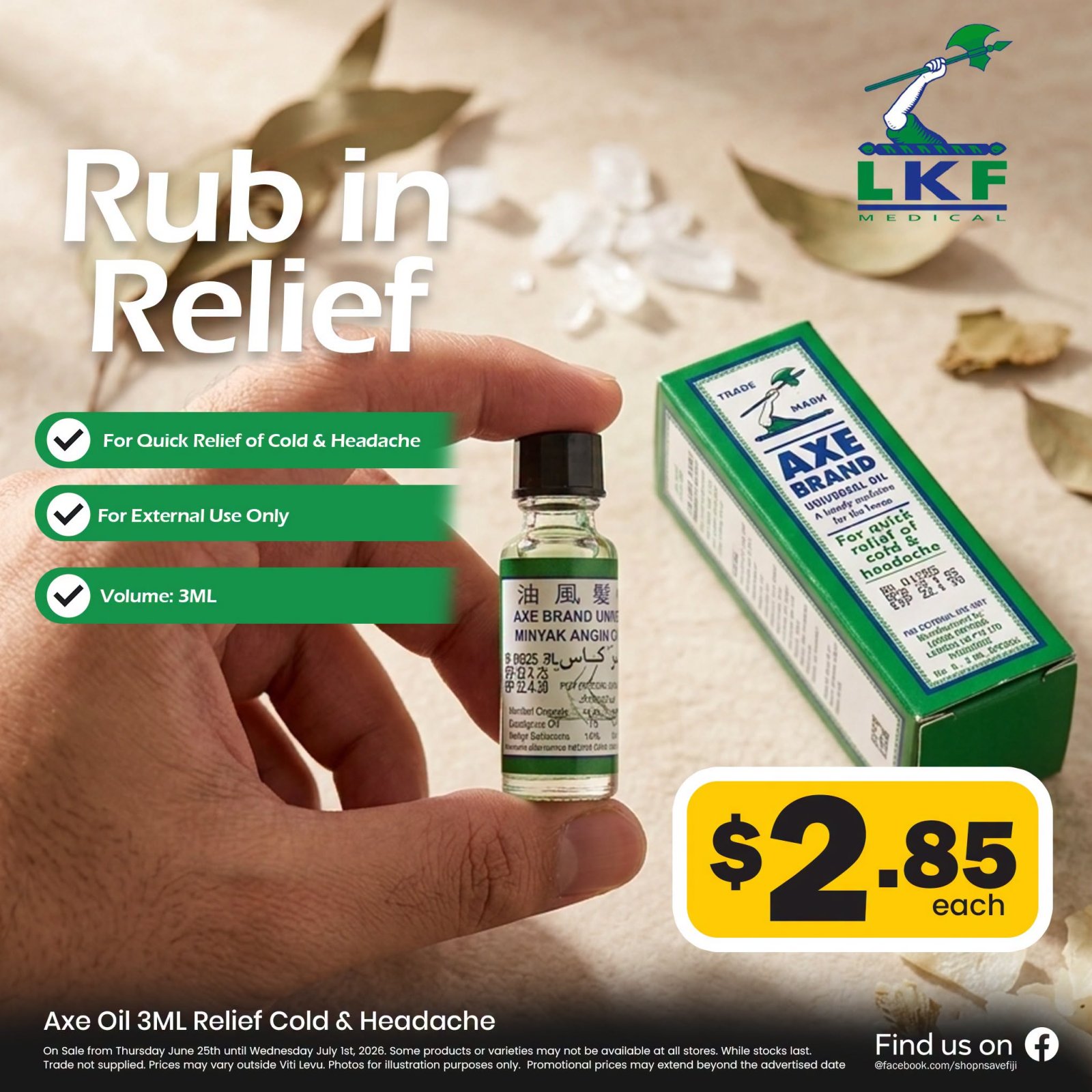 Axe Oil 3ML Relief Cold & Headache