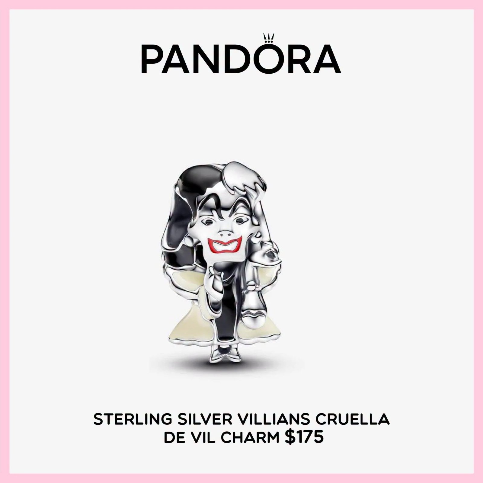 Sterling Silver Villains Cruella De Vil Charm