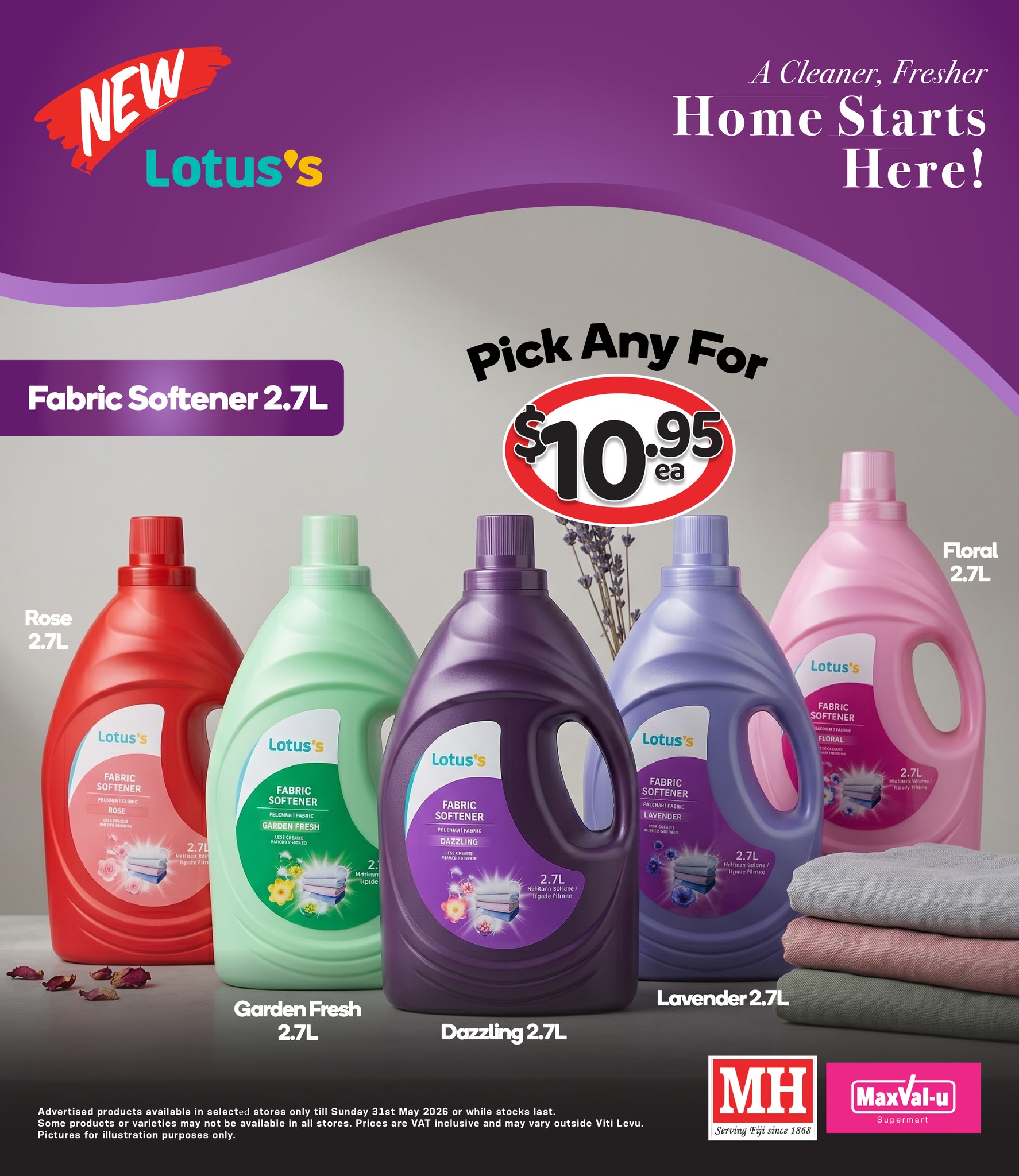 Lotus's Fabric Softener 2.7L - Pick Any For $10.95