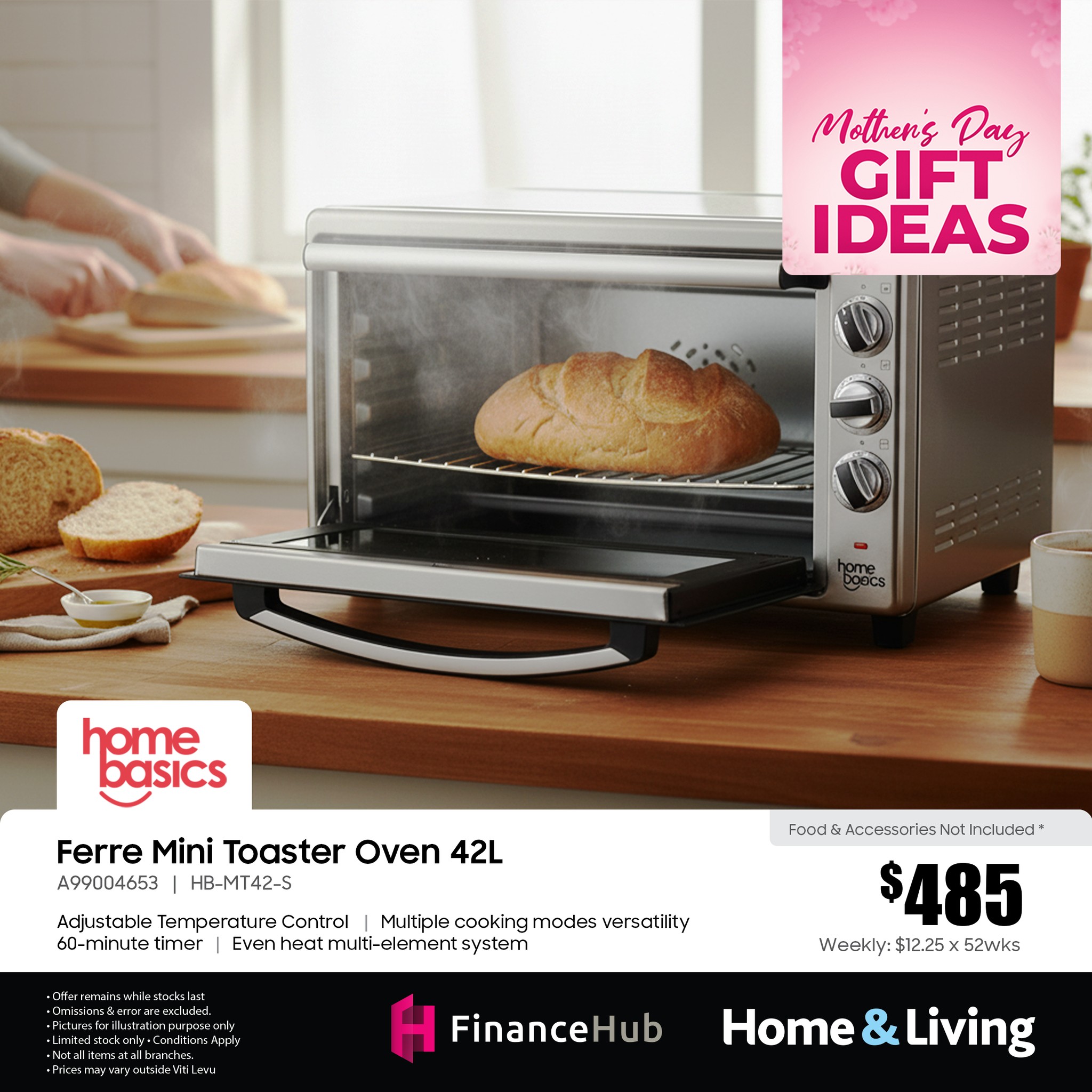 Ferre Mini Toaster Oven 42L