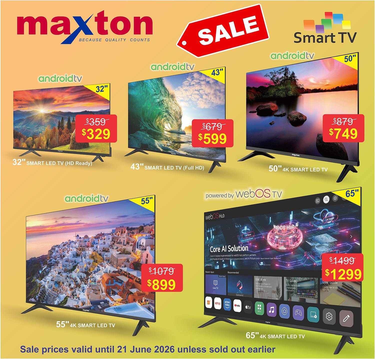 Maxton Smart LED TVs Sale