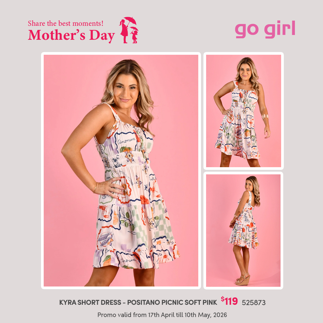 Kyra Short Dress - Positano Picnic Soft Pink : $119