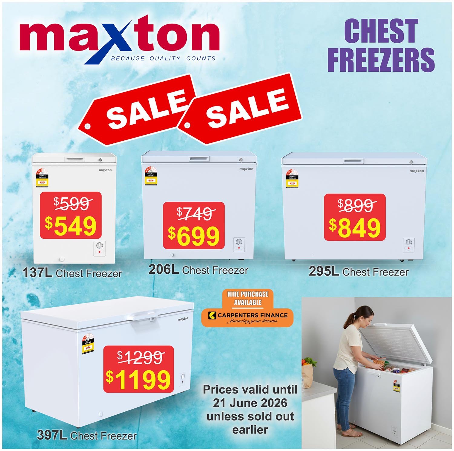 Maxton Chest Freezers Sale