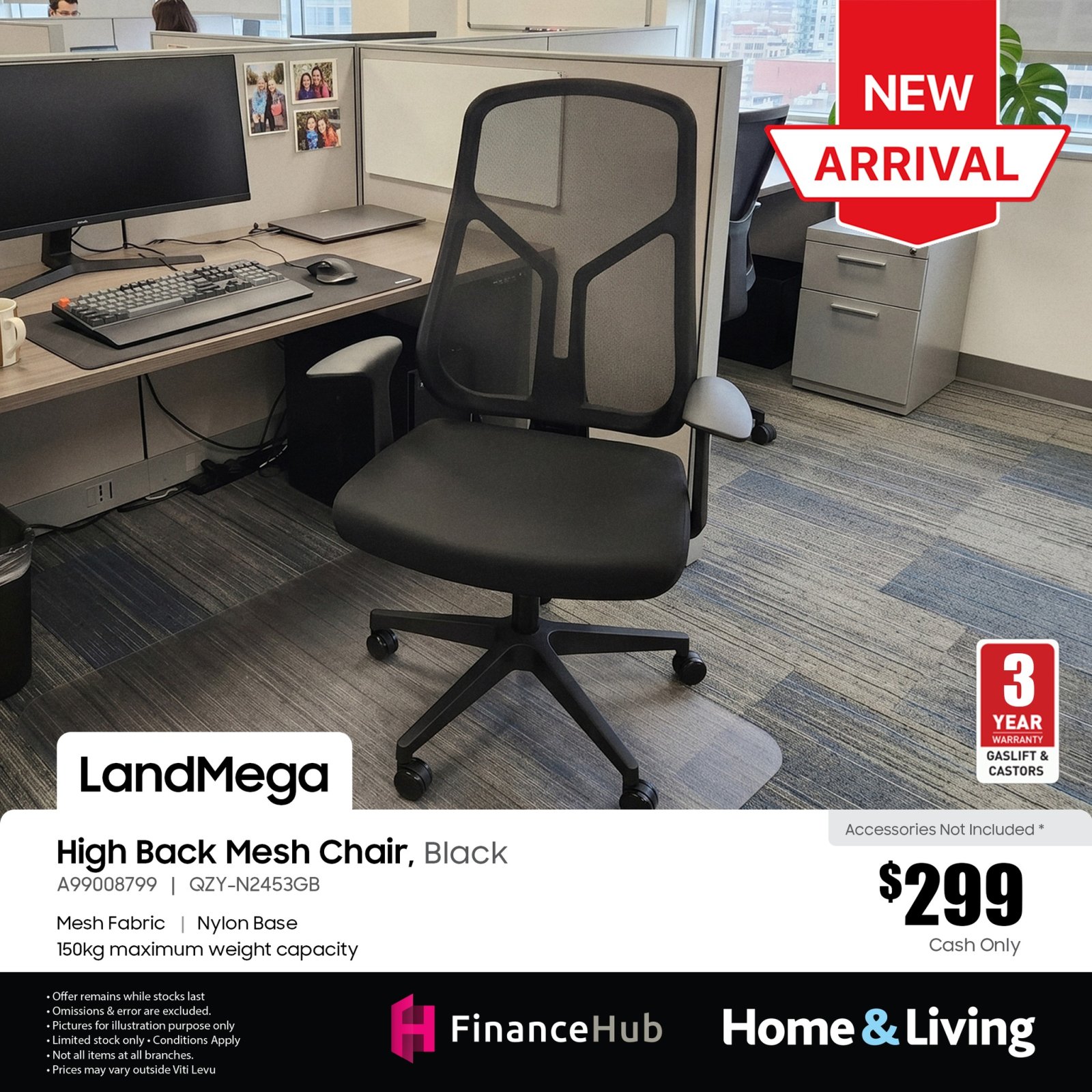 High Back Mesh Chair, Black