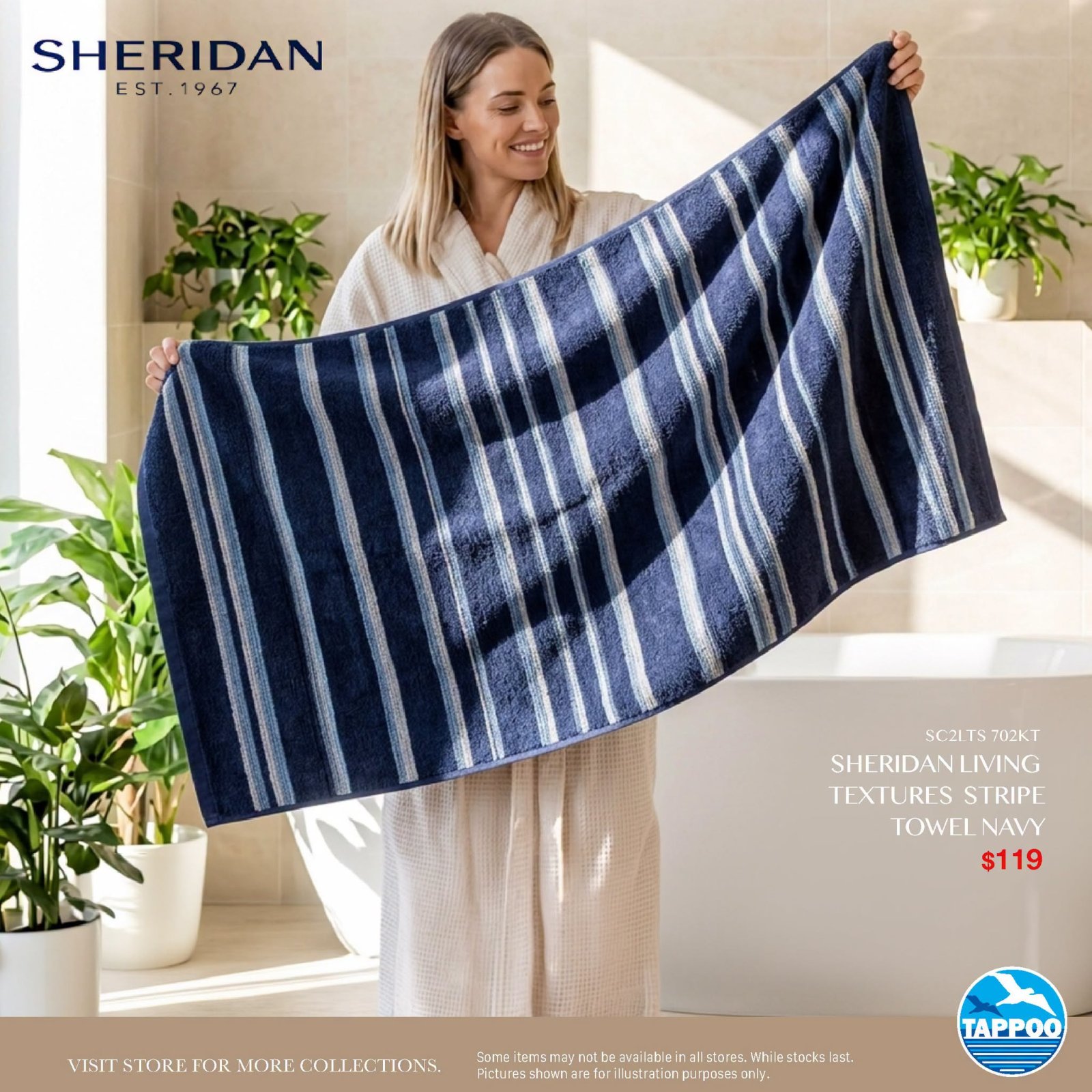 Sheridan Living Textures Stripe Towel Navy