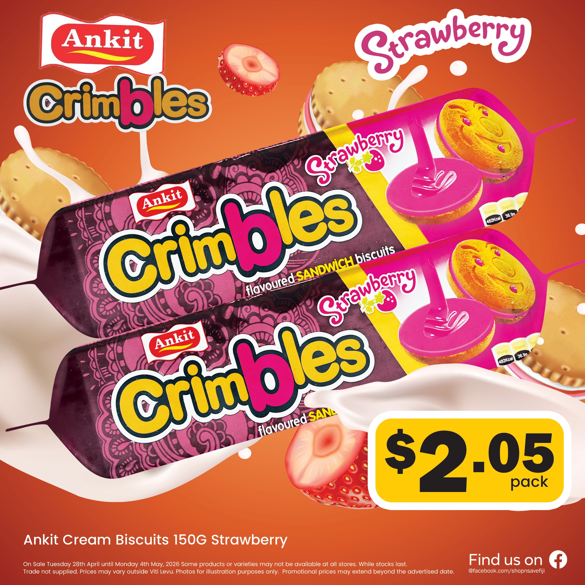 Ankit Cream Biscuits 150G Strawberry