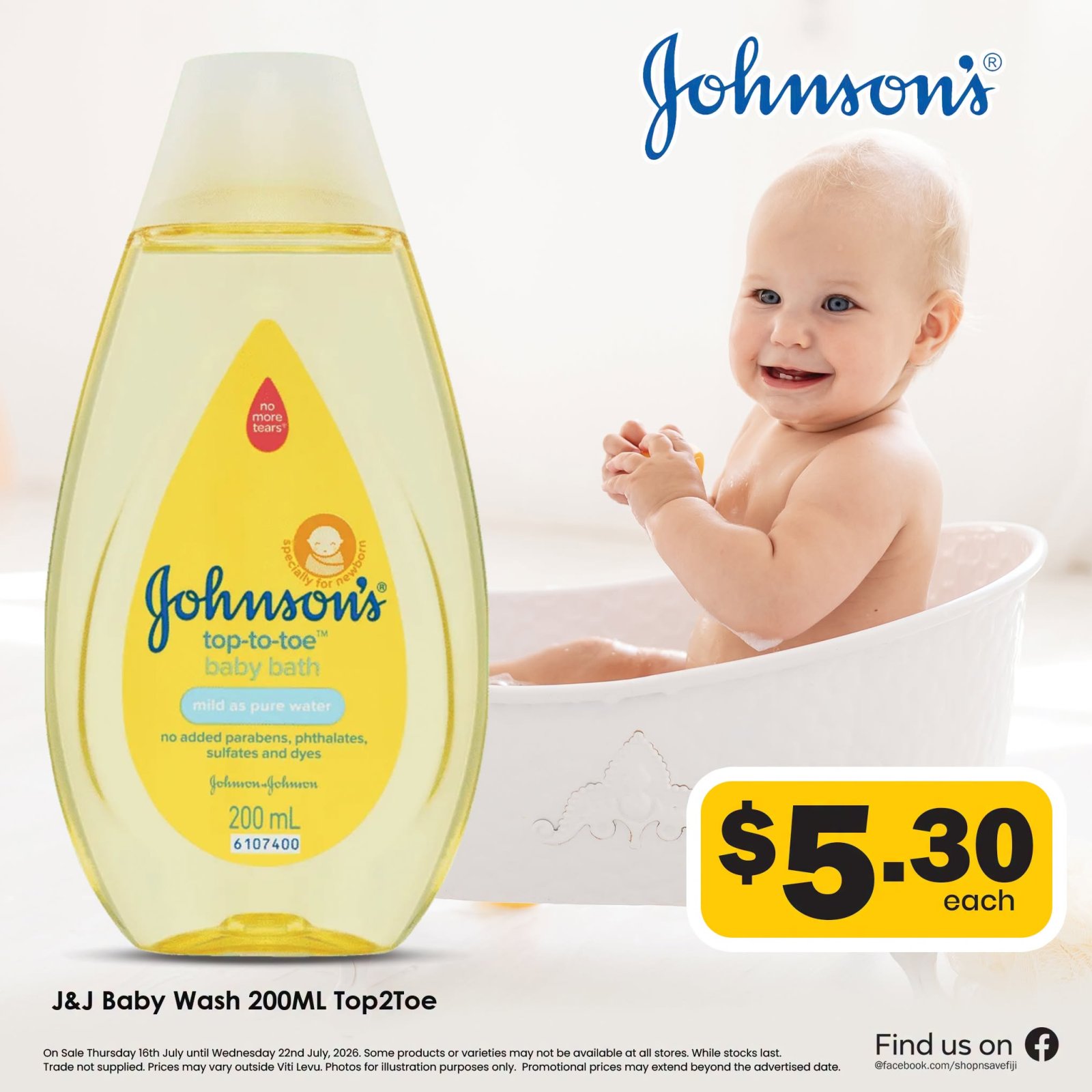 J&J Baby Wash 200ML Top2Toe