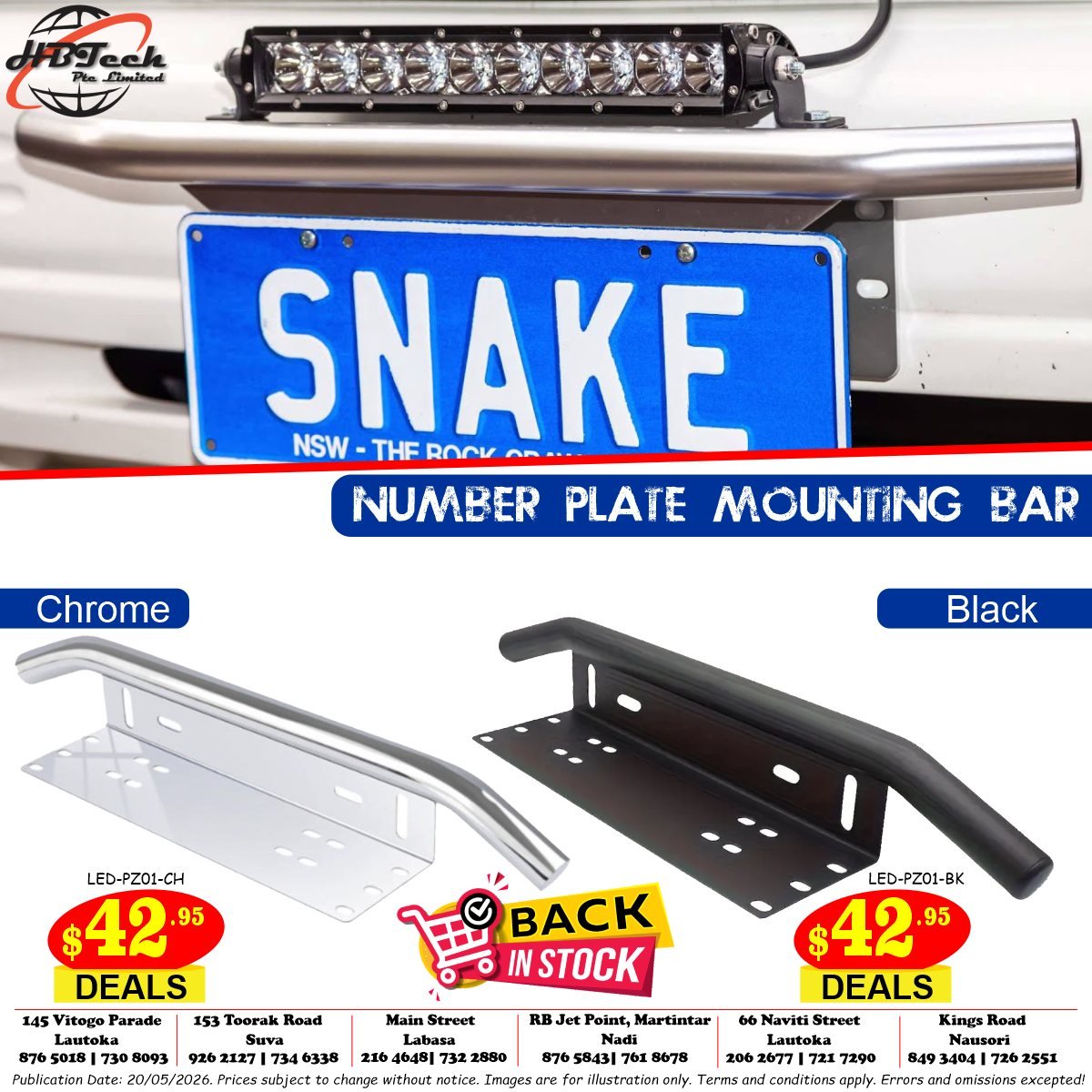 Number Plate Mounting Bar for LED Lights - Page 1