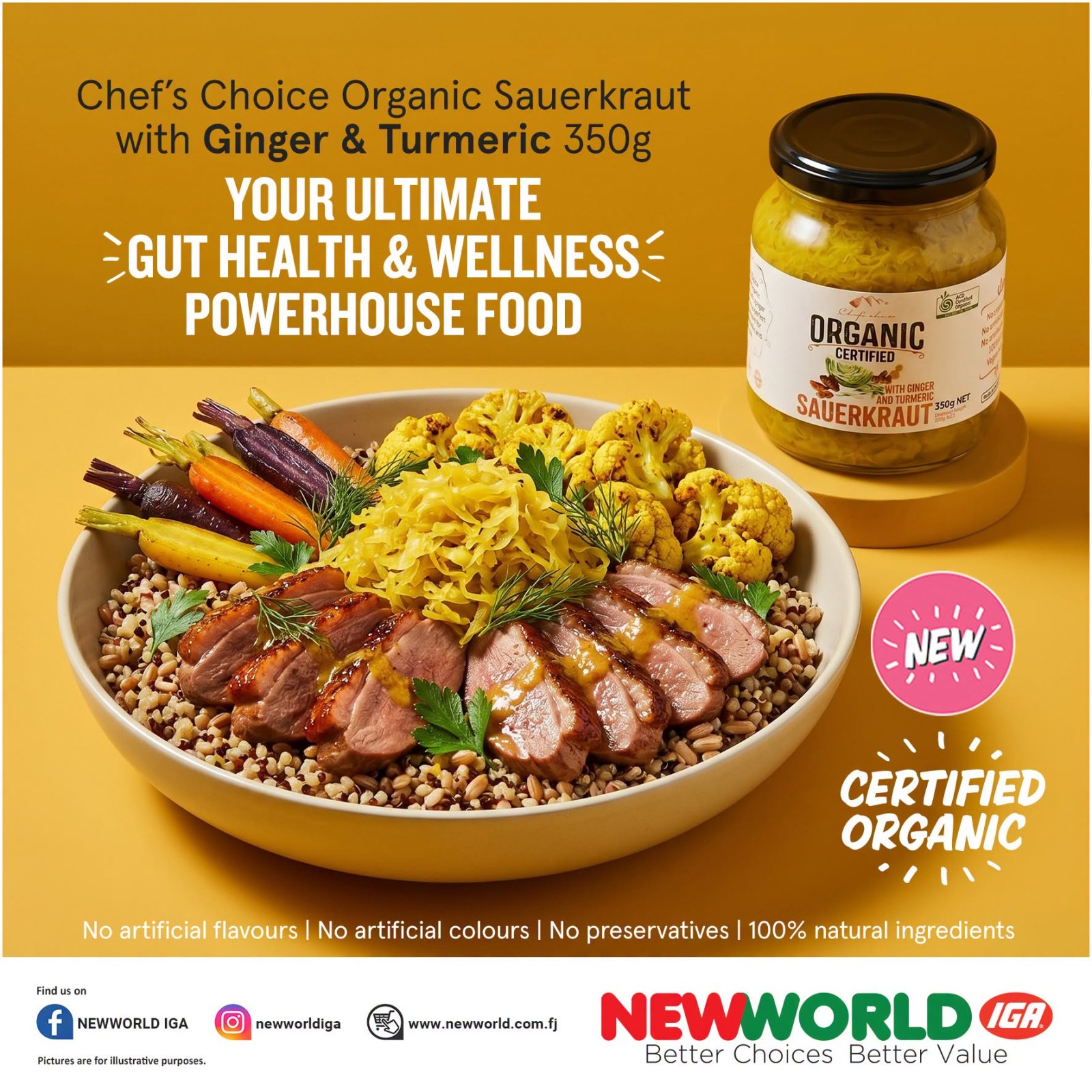 Chef's Choice Organic Sauerkraut with Ginger & Turmeric 350g